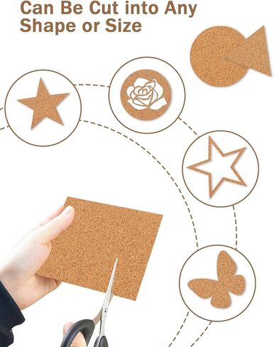10 PCS Self-Admive Cork Sheets 11.81 × 11.81 بوصة ، 1 مم (0.04 بوصة) ، نسيج الفلين للوقود ، زينة الجدران ، الحرف اليدوية ، حفل زفاف ، بطانة درج ، دعم لاصق in Kuwait