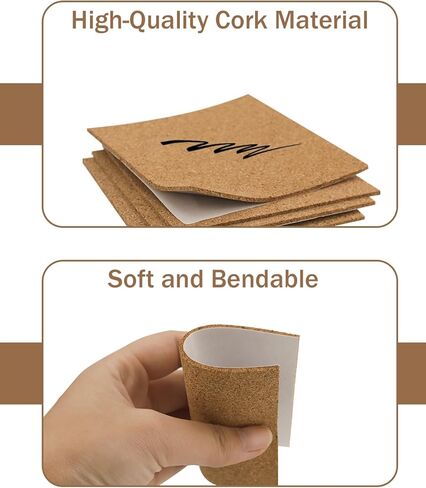 10 PCS Self-Admive Cork Sheets 11.81 × 11.81 بوصة ، 1 مم (0.04 بوصة) ، نسيج الفلين للوقود ، زينة الجدران ، الحرف اليدوية ، حفل زفاف ، بطانة درج ، دعم لاصق in Kuwait