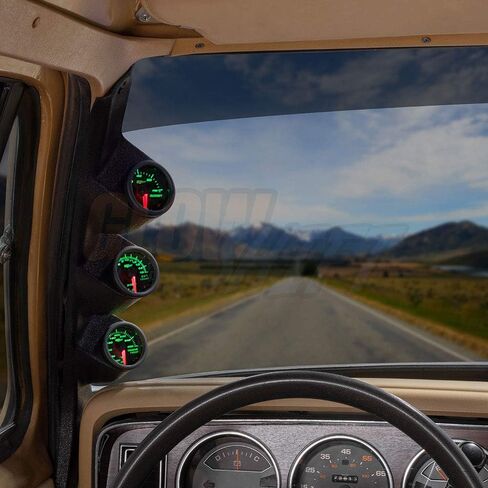GlowShift Diesel Gauge Package Compatible with Dodge Ram Cummins First Gen 1986-1993 - Tinted 7 Color 60 PSI Boost, 1500 F Pyrometer EGT & Transmission Temp Gauges - Black Triple Pillar Pod in Saudi Arabia