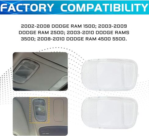 2PCS Dome Light Cover Overhead Console Dome Light, Reading Lamp Light Cover Lens Shell Compatible with Dodge Ram 1500 2500 3500 2002-2009, Truck Parts Replacement OEM#5183270AA 5183271AA in Saudi Arabia
