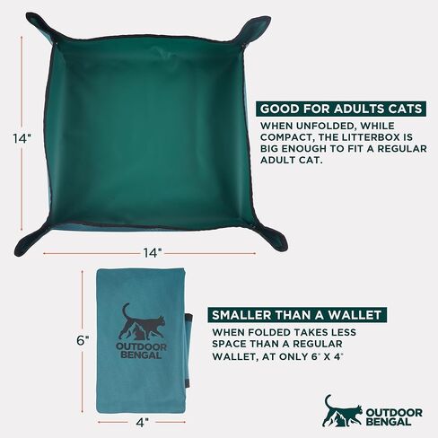صندوق فضلات القطط للسفر (3 في 1) من OutdoorBengal - صندوق فضلات محمول، قابل للطي، كيس مانع للتسرب مع غطاء، مغرفة صغيرة (مجموعة كاملة للطائرة والسيارة والشاحنة والتخييم والسفر مع القطط) in Kuwait
