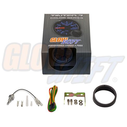 طقم قياس درجة حرارة مبرد الماء GlowShift ملون 7 ألوان 150 درجة مئوية - يشتمل على مستشعر إلكتروني - قرص أسود - عدسة مدخنة - للسيارة والشاحنات - 2-1/16 بوصة 52 مم in Kuwait