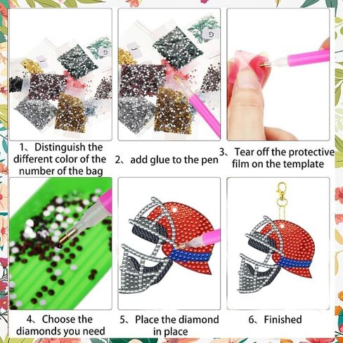 12 قطعة من سلاسل المفاتيح للبيسبول 5D DIY الماسية للرسم الفني للمبتدئين البالغين. سلاسل المفاتيح والحلي المعلقة على الوجهين للبيسبول لتزيين الهدايا (key05) in Saudi Arabia