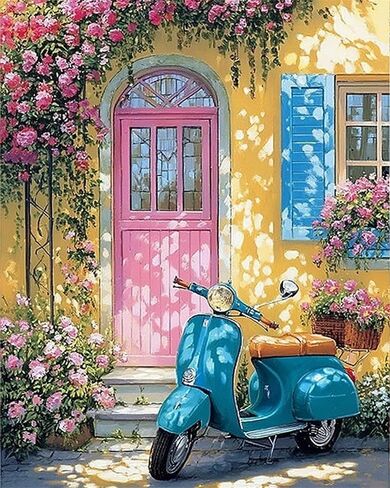 NZNANCHU Door Paint by Numbers Kit for Adults,Yellow Flower Painting by Numbers Kits on Canvas for Beginner, DIY Watercolor Oil Painting for Birthday Gift Relax Decor (Front Door - 02) in Saudi Arabia