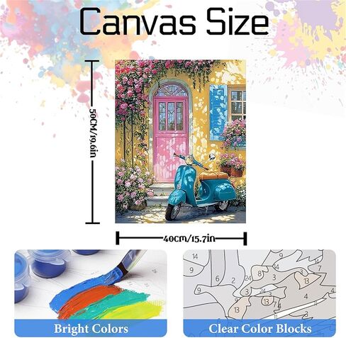 NZNANCHU Door Paint by Numbers Kit for Adults,Yellow Flower Painting by Numbers Kits on Canvas for Beginner, DIY Watercolor Oil Painting for Birthday Gift Relax Decor (Front Door - 02) in Saudi Arabia