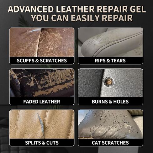 2025 New Advanced Leather Repair Gel, Upgrade Leather Repair Kit for Car Seat Vinyl Repair Kit, Professional Leather Repair Coloured Cream Gel, Multifunctional Couch and Jacket Repair Kit (Grey) in Saudi Arabia