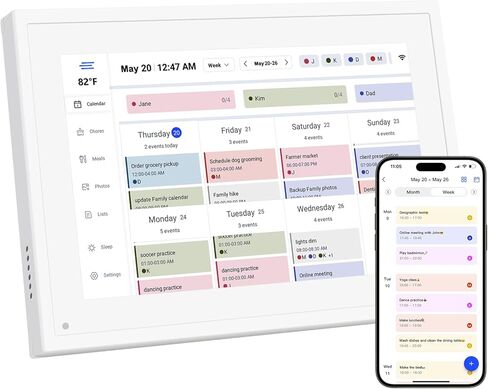 تقويم رقمي مقاس 10.1 بوصة، شاشة تفاعلية تعمل باللمس بتقنية IPS عالية الدقة، مخطط عائلي ذكي، تقويم ذكي لجدولة سلسة، إطار صورة رقمي لعرض الصور/مقاطع الفيديو in Kuwait