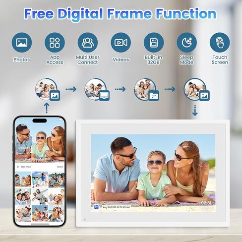 تقويم رقمي مقاس 10.1 بوصة، شاشة تفاعلية تعمل باللمس بتقنية IPS عالية الدقة، مخطط عائلي ذكي، تقويم ذكي لجدولة سلسة، إطار صورة رقمي لعرض الصور/مقاطع الفيديو in Kuwait