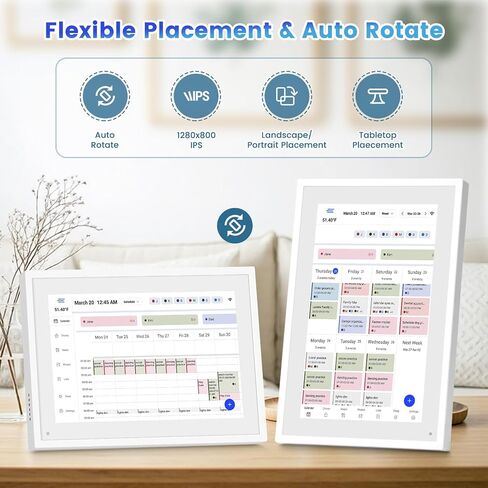 تقويم رقمي مقاس 10.1 بوصة، شاشة تفاعلية تعمل باللمس بتقنية IPS عالية الدقة، مخطط عائلي ذكي، تقويم ذكي لجدولة سلسة، إطار صورة رقمي لعرض الصور/مقاطع الفيديو in Kuwait