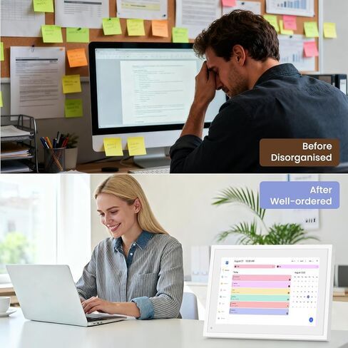 تقويم رقمي مقاس 10.1 بوصة، شاشة تفاعلية تعمل باللمس بتقنية IPS عالية الدقة، مخطط عائلي ذكي، تقويم ذكي لجدولة سلسة، إطار صورة رقمي لعرض الصور/مقاطع الفيديو in Kuwait