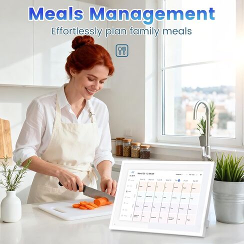 تقويم رقمي مقاس 10.1 بوصة، شاشة تفاعلية تعمل باللمس بتقنية IPS عالية الدقة، مخطط عائلي ذكي، تقويم ذكي لجدولة سلسة، إطار صورة رقمي لعرض الصور/مقاطع الفيديو in Kuwait