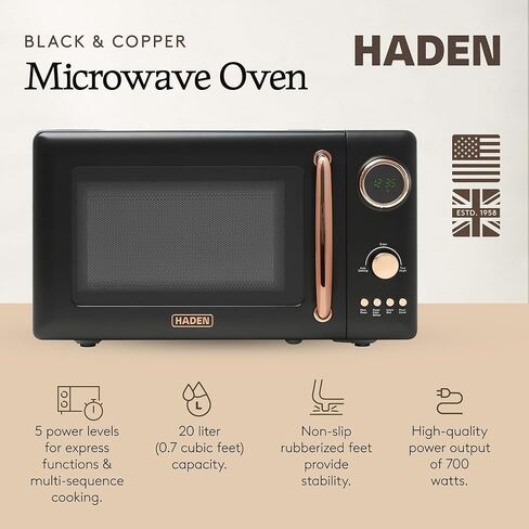 Haden 700 Watt 0.7 Cubic Foot Microwave Oven with Digital Controls, Defrost, and Instant Start Countertop Small Appliance, Putty/Chrome | Defrost, and Instant Start Countertop Small Appliance, Putty/Chrome in Kuwait