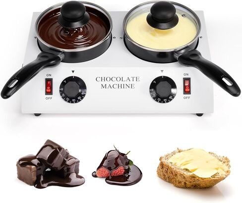 Dyna-Living Chocolate Melting Pot Dual-Pot Chocolate Tempering Machine | 80W Chocolate Melting Warmer for Chocolate & Candy Melting, Electric Chocolate Melter Pot, Diversion Nozzles Design in Kuwait