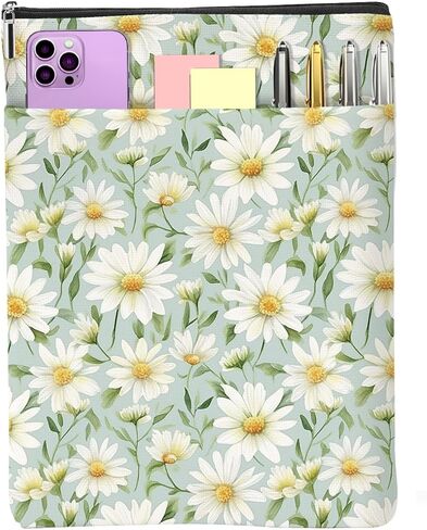 Daisy Flowers Book Sleeve Daisies Books Cove Watercolor Floral Book Pouch Protector with Zipper Christmas Birthday Gifts for Women Readers Friends Auntie Books Lovers Gifts in Saudi Arabia