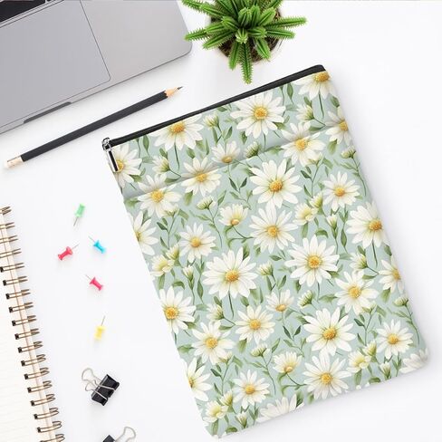 Daisy Flowers Book Sleeve Daisies Books Cove Watercolor Floral Book Pouch Protector with Zipper Christmas Birthday Gifts for Women Readers Friends Auntie Books Lovers Gifts in Saudi Arabia