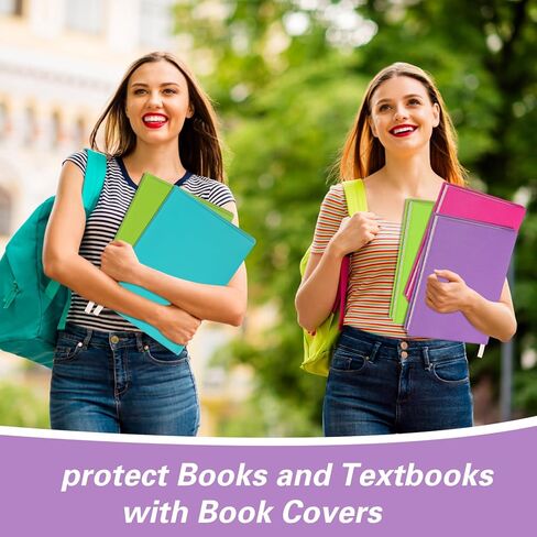12 حزمة من أغطية الكتب القابلة للتمدد، مقاس 7.09 × 12.99 بوصة، أغطية كتب من القماش قابلة لإعادة الاستخدام وقابلة للغسل ومناسبة لحماية الكتب المدرسية ذات الغلاف الصلب مقاس 6-9 بوصة (ألوان زاهية) in Kuwait