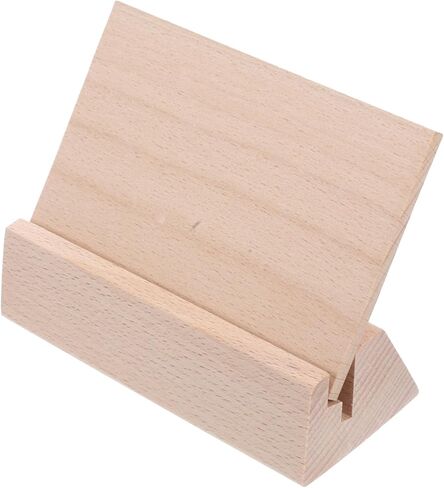 Housoutil Wooden Base Card Stand Versatile Desktop Calendar Holder Wood Display Stand for Photos Postcards Notes Secure Slot for Cards for Home Office Decor in Saudi Arabia