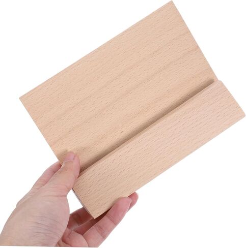 Housoutil Wooden Base Card Stand Versatile Desktop Calendar Holder Wood Display Stand for Photos Postcards Notes Secure Slot for Cards for Home Office Decor in Saudi Arabia