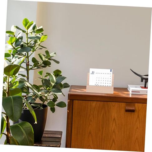 Housoutil Wooden Base Card Stand Versatile Desktop Calendar Holder Wood Display Stand for Photos Postcards Notes Secure Slot for Cards for Home Office Decor in Saudi Arabia
