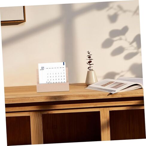 Housoutil Wooden Base Card Stand Versatile Desktop Calendar Holder Wood Display Stand for Photos Postcards Notes Secure Slot for Cards for Home Office Decor in Saudi Arabia