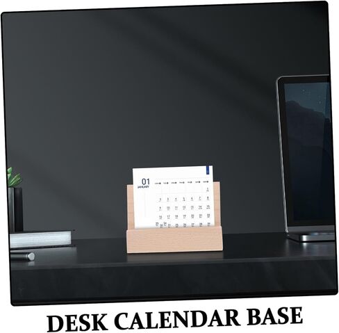 Housoutil Wooden Base Card Stand Versatile Desktop Calendar Holder Wood Display Stand for Photos Postcards Notes Secure Slot for Cards for Home Office Decor in Saudi Arabia