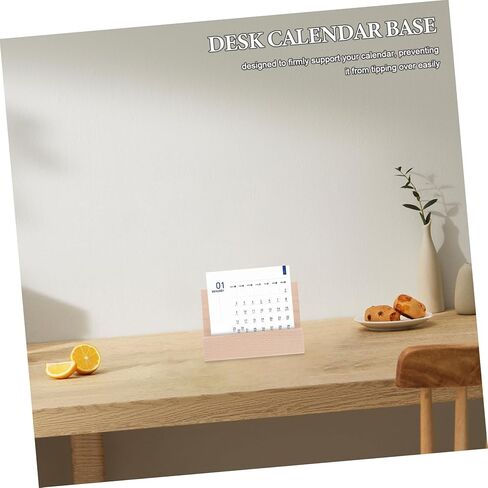 Veemoon Creative Wooden Base Calendar Stand Rustic Tabletop Card Holder for Photos Notes Postcards Solid Wood Display Base Lightweight Portable Decoration for Home Office in Saudi Arabia