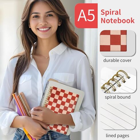 دفتر يوميات KZYVFNPQ الحلزوني للنساء والرجال، دفتر ملاحظات مبطن بغلاف مقوى لطيف مقاس A5 مع غلاف قوي، دفتر ملاحظات بقواعد الكلية لكتابة العمل المكتبي، 120 صفحة/60 ورقة، 6 بوصات × 8.3 بوصة (غزال العلم الأمريكي المموه) in Kuwait