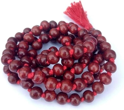 "108 Beads Red Sandalwood Mala with Certificate/Lal Chandan Mala with Certificate for Mantra Jaap- Pack of 1" in Saudi Arabia
