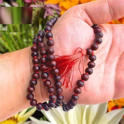 "108 Beads Red Sandalwood Mala with Certificate/Lal Chandan Mala with Certificate for Mantra Jaap- Pack of 1" in Saudi Arabia
