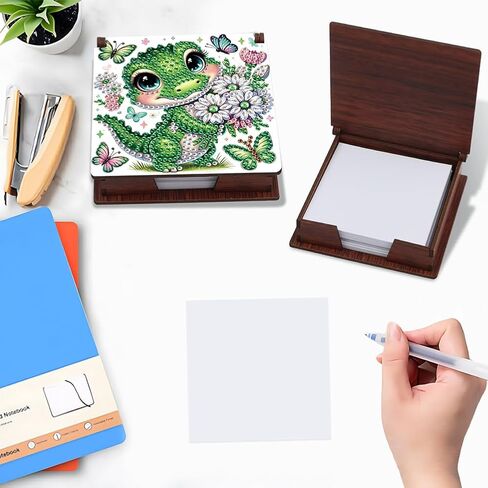 FRANDEK Dog Family DIY Diamond Art Wooden Notecard Box Kit with 160 Sheets, Memo Pad Holder Organizer, Creative Gift for Adults Beginners, Home Office Desk Decor in Saudi Arabia