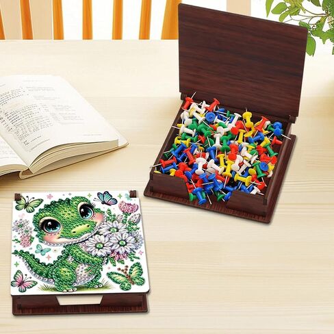 FRANDEK Dog Family DIY Diamond Art Wooden Notecard Box Kit with 160 Sheets, Memo Pad Holder Organizer, Creative Gift for Adults Beginners, Home Office Desk Decor in Saudi Arabia