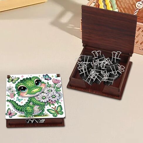 FRANDEK Dog Family DIY Diamond Art Wooden Notecard Box Kit with 160 Sheets, Memo Pad Holder Organizer, Creative Gift for Adults Beginners, Home Office Desk Decor in Saudi Arabia