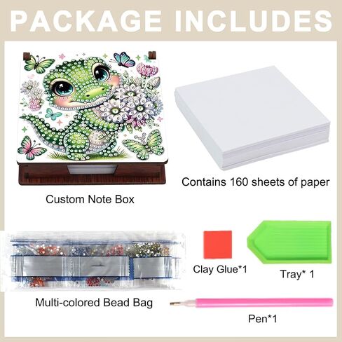 FRANDEK Dog Family DIY Diamond Art Wooden Notecard Box Kit with 160 Sheets, Memo Pad Holder Organizer, Creative Gift for Adults Beginners, Home Office Desk Decor in Saudi Arabia