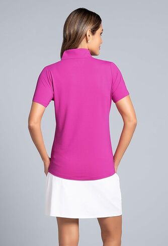 IBKUL Women's Sun Protective UPF 50+ Cooling Short Sleeve Mock Neck - 87000 Lime Solid L in Saudi Arabia