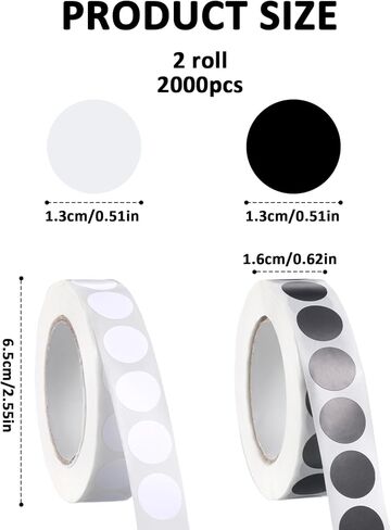 2000Pcs Small Circle Stickers, Black White Circle Stickers, Round Dot Sticker Small Round Coding Labels, Garage Sticker Roll for Office,Student Classroom and Other Scenarios in Saudi Arabia
