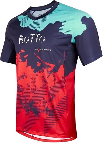 ROTTO Mens MTB Jersey Mountain Bike Cycling Shirt Short Sleeve for MTB BMX Downhill Wicking Quick Dry in Kuwait