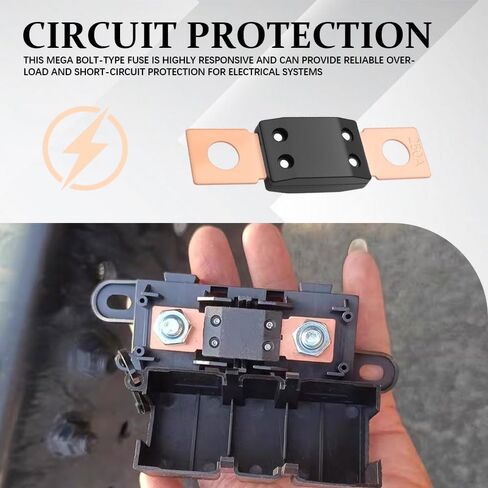 250 Amp MEGA/AMG Bolt Down Fuse, 32V High Current Bolt Mount Auto Fuses, Bolt-On Fuse for Cars, Trucks, Construction Vehicles, Buses, Caravan Cars, Boats (250A) in Saudi Arabia
