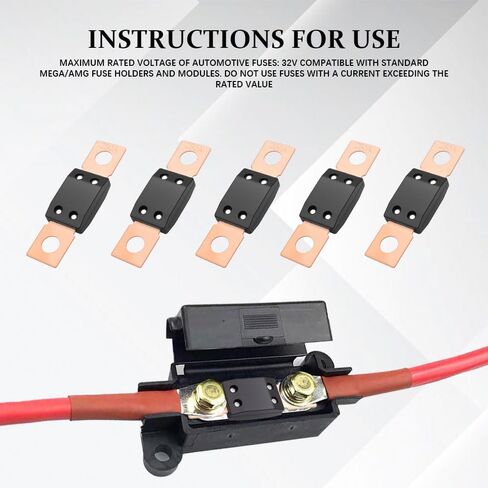 250 Amp MEGA/AMG Bolt Down Fuse, 32V High Current Bolt Mount Auto Fuses, Bolt-On Fuse for Cars, Trucks, Construction Vehicles, Buses, Caravan Cars, Boats (250A) in Saudi Arabia