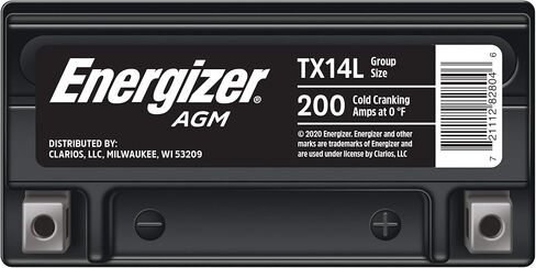 Energizer TX14AHL AGM Motorcycle and ATV 12V Battery, 210 Cold Cranking Amps and 12 Ahr. Replaces: YTX14AHL-BS and others, Black in Saudi Arabia