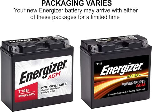 Energizer TX14AHL AGM Motorcycle and ATV 12V Battery, 210 Cold Cranking Amps and 12 Ahr. Replaces: YTX14AHL-BS and others, Black in Saudi Arabia