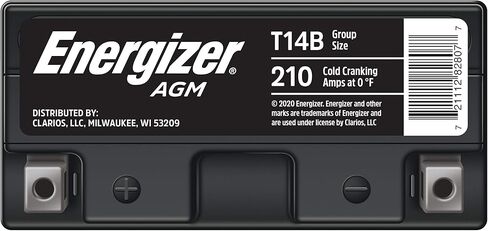 Energizer TX14AHL AGM Motorcycle and ATV 12V Battery, 210 Cold Cranking Amps and 12 Ahr. Replaces: YTX14AHL-BS and others, Black in Saudi Arabia