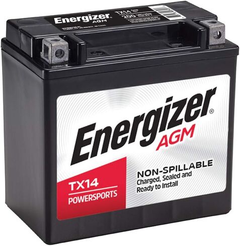 Energizer TX14AHL AGM Motorcycle and ATV 12V Battery, 210 Cold Cranking Amps and 12 Ahr. Replaces: YTX14AHL-BS and others, Black in Saudi Arabia