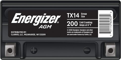 Energizer TX14AHL AGM Motorcycle and ATV 12V Battery, 210 Cold Cranking Amps and 12 Ahr. Replaces: YTX14AHL-BS and others, Black in Saudi Arabia