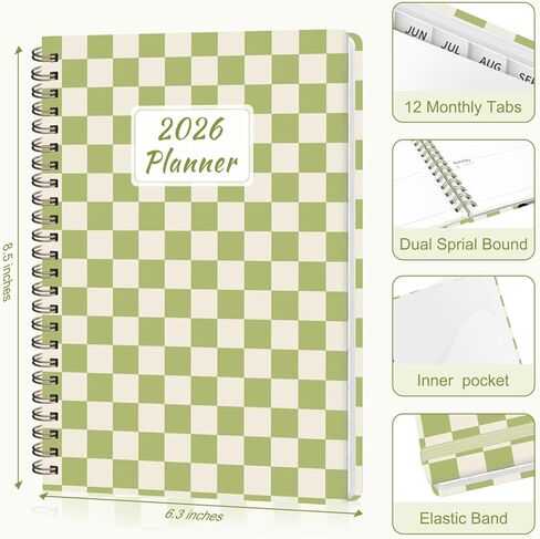 2026 Planner, Weekly and Monthly Calendar Academic Planning Book, Jan 2026 - Dec 2026, Agenda Calendar Planner for Office Supplies and Desk Accessories - A5 (6.3" x 8.5") in Kuwait