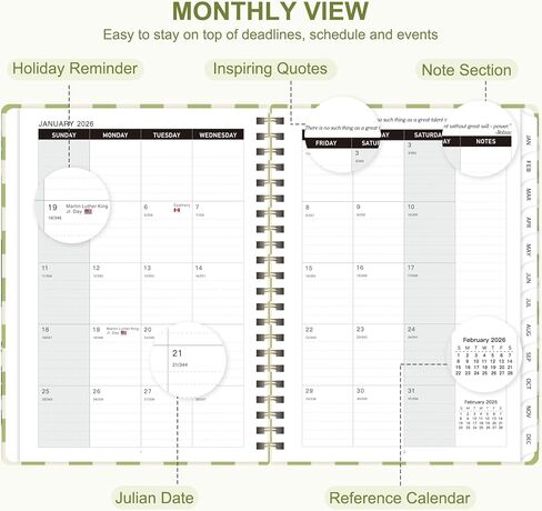 2026 Planner, Weekly and Monthly Calendar Academic Planning Book, Jan 2026 - Dec 2026, Agenda Calendar Planner for Office Supplies and Desk Accessories - A5 (6.3" x 8.5") in Kuwait