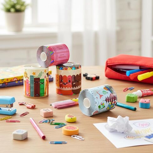 264ft Bulletin Board Border Roll Decorations,4 Rolls Colorful Pencils & Crayons & Bookshelf & World Traveler Coated Rolled Border Trim with Adhesive Dots for Classroom Nursery Room Office School in Saudi Arabia