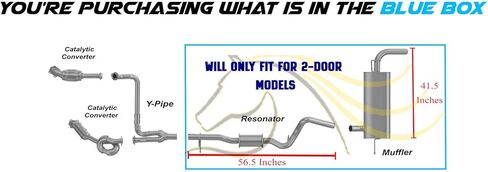 Exhaust Resonator Rear Muffler System Kit Compatible for 2012-2017 Jeep Wrangler 3.6L | Stainless Steel | Northeastern Exhaust | Includes Clamps | Automotive Replacement Part | Direct Fit in Saudi Arabia