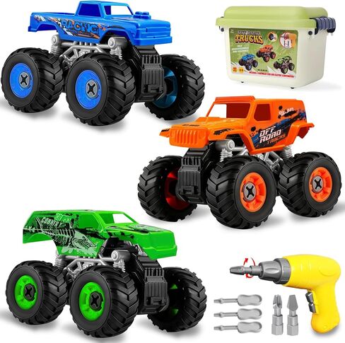 ألعاب شاحنة الوحش من Take Apart للأولاد بعمر 3 4 5 6 7 8 سنوات، ألعاب بناء تعليمية STEM مع مثقاب كهربائي وصندوق تخزين، ألعاب أطفال هدايا عيد الميلاد للأولاد والبنات والأطفال الصغار in Saudi Arabia