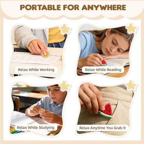 Worry Stone for Anxiety, Handmade Polymer Clay Thumb Worry Stone 2pcs Adorable Animal and Fruit Shapes Thumb Pocket Stone for Relief Meditation Anxiety (Bee and Frog, 2) in Saudi Arabia