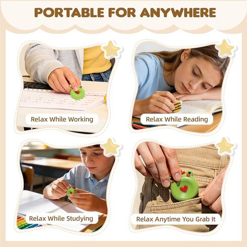 Worry Stone for Anxiety, Handmade Polymer Clay Thumb Worry Stone 2pcs Adorable Animal and Fruit Shapes Thumb Pocket Stone for Relief Meditation Anxiety (Bee and Frog, 2) in Saudi Arabia